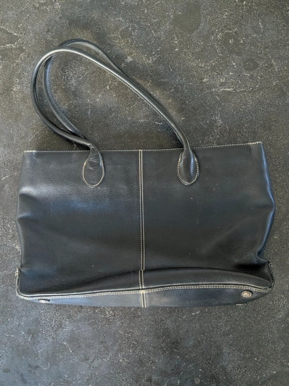 Vintage J.Crew black leather business tote bag